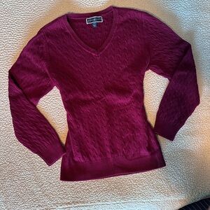 Karen Scott 100% cotton maroon cable knit loose fitted sweater winter preppy